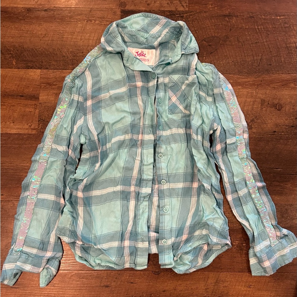 Justice plaid button down